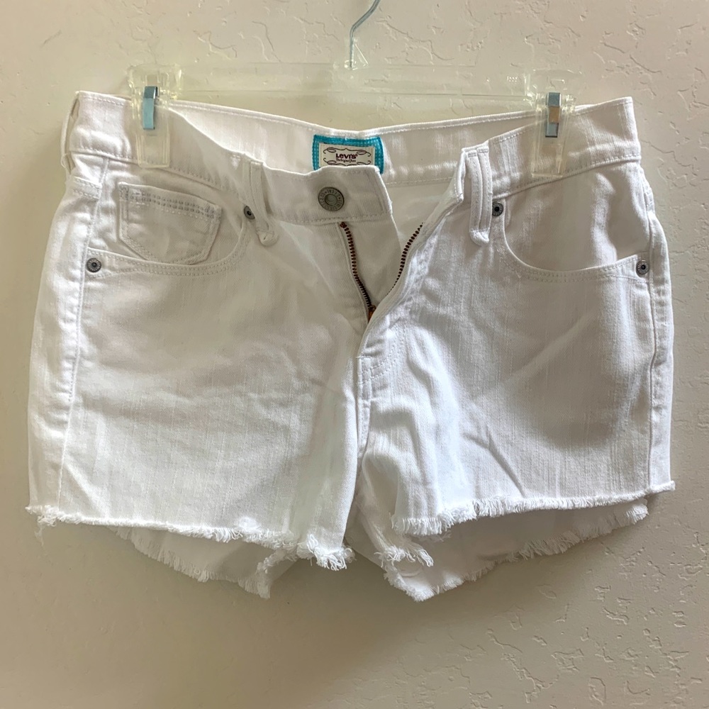 White Levi Shorts